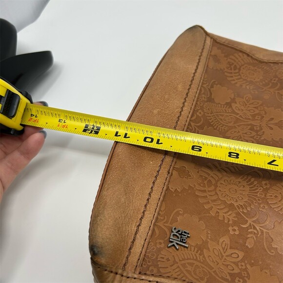 The Sak Lucia Crossbody Bag Womens Medium Tobacco Brown Floral Embossed Leather - Picture 10 of 11